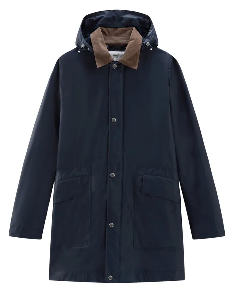 Woolrich Gewachster Kapuzenmantel - Blau Blau