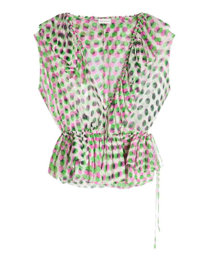 Dries van Noten Gerüschtes Top mit Polka Dots - Nude Nude