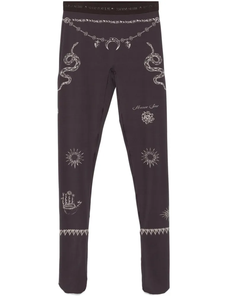 Marine Serre Leggings mit Tattoo-Print Braun