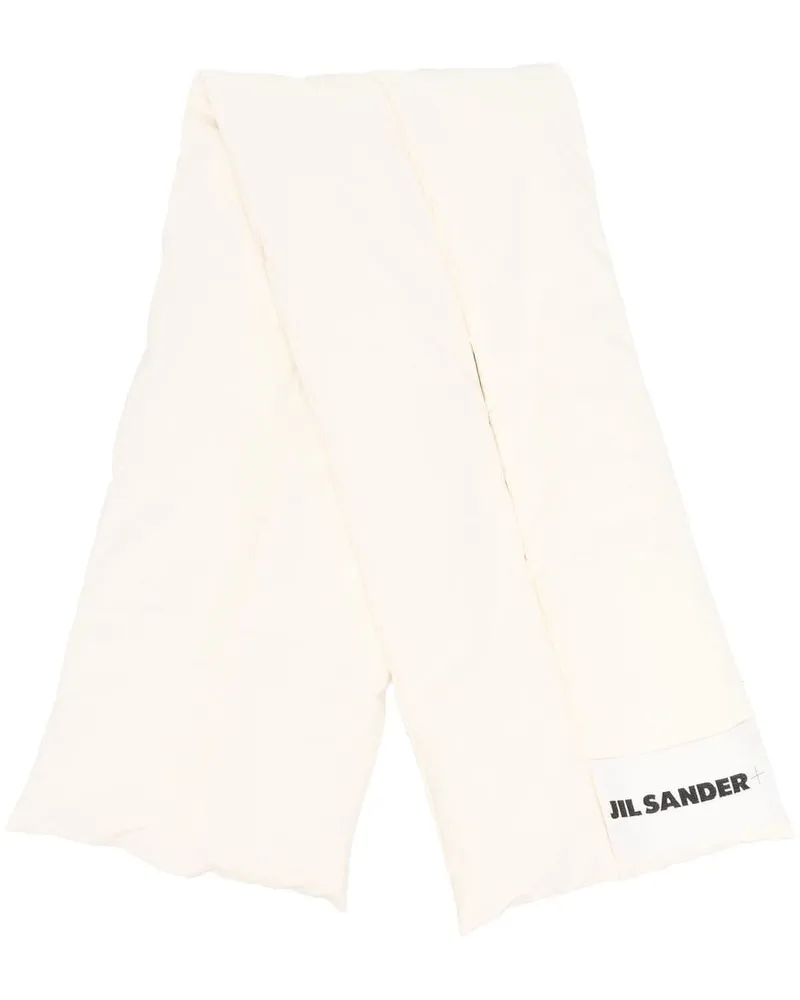 Jil Sander Daunenschal mit Logo-Print Nude