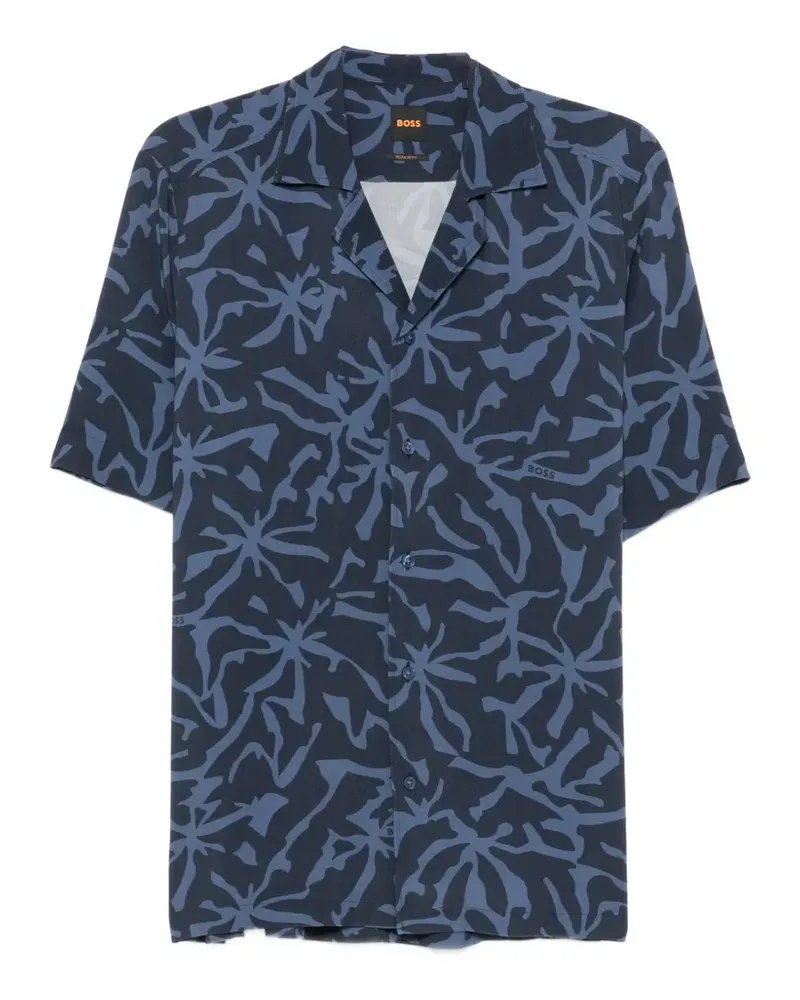 HUGO BOSS logo-patch piqué shirt - Blau Blau