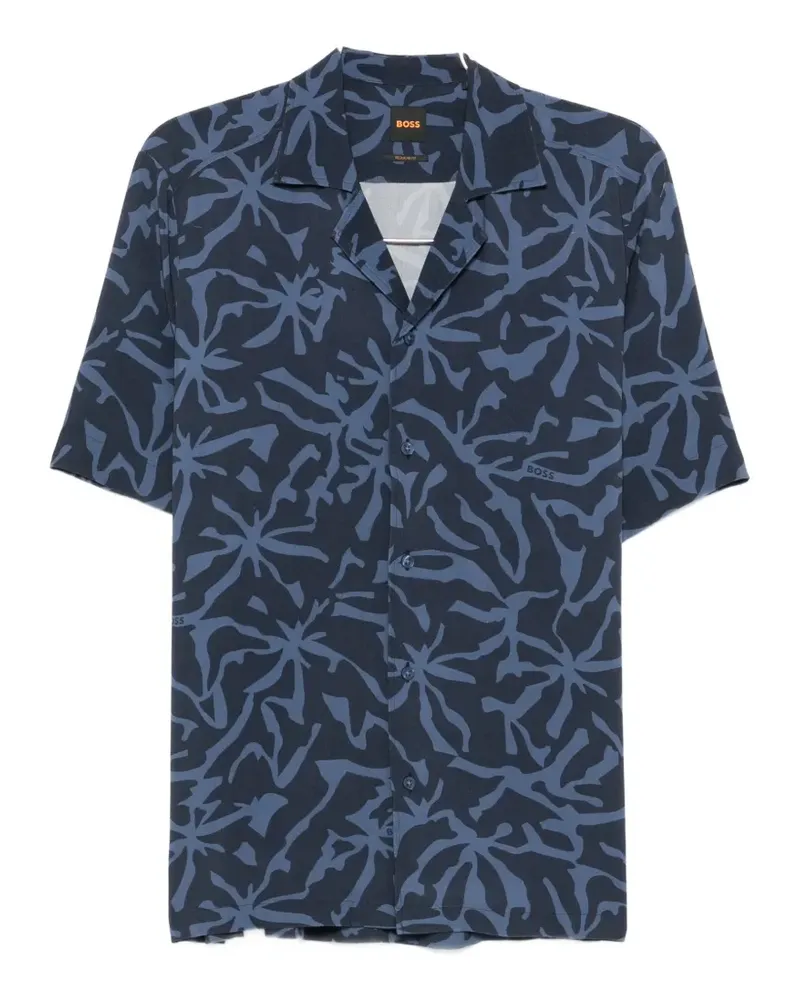 HUGO BOSS logo-patch piqué shirt - Blau Blau