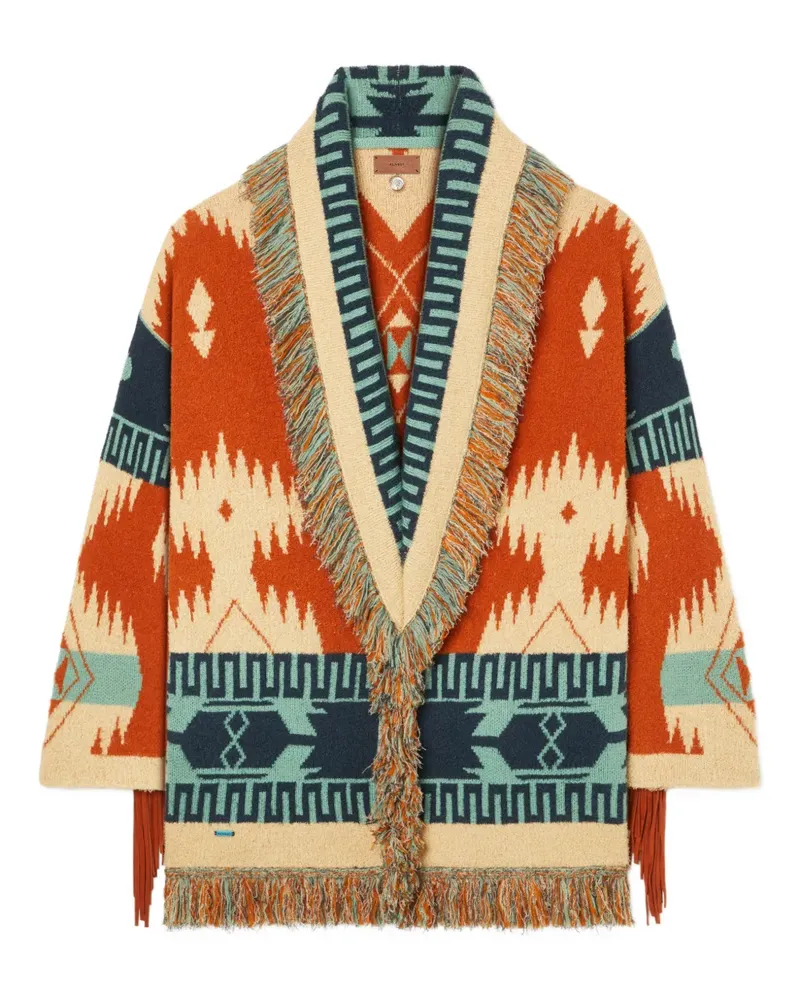 Alanui Golden Dusk Strickmantel mit Fransen - Orange Orange