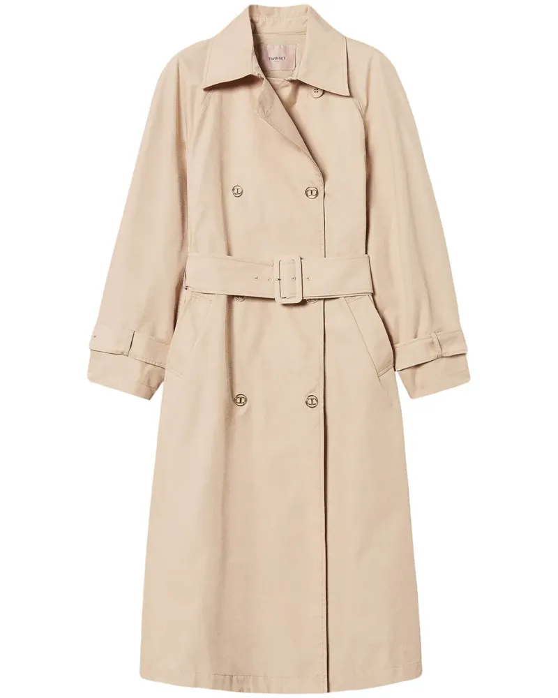 Twin-Set Zweireihiger Trenchcoat - Nude Nude