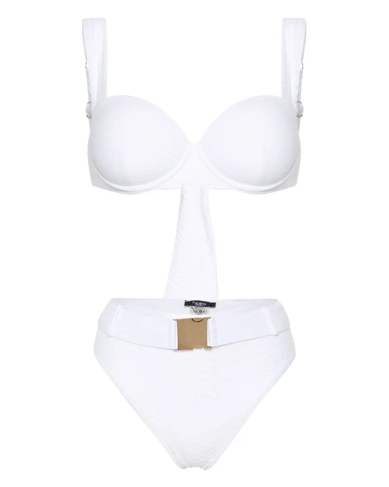 Noire Swimwear Nikki Bikini mit Schlangenleder-Optik - Weiß Weiß