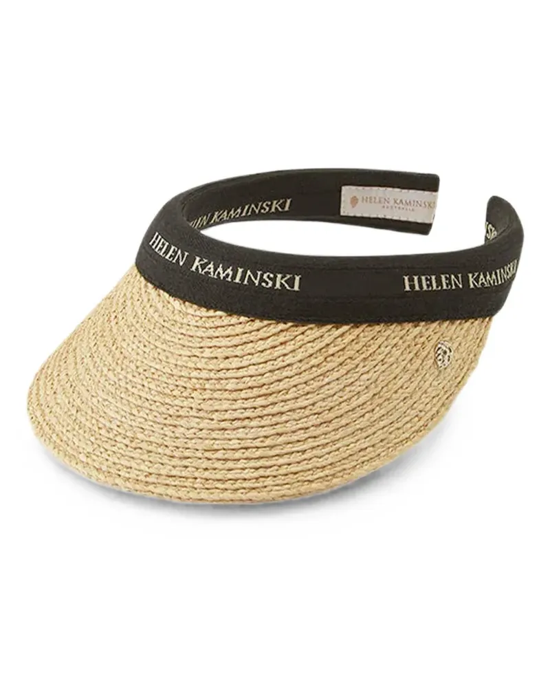 Helen Kaminski logo-embroidered raffia visor - Nude Nude