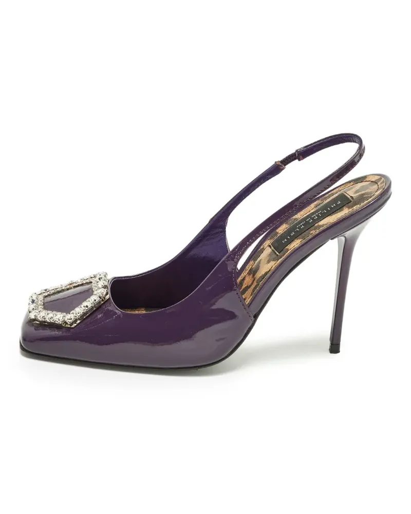 Philipp Plein Slingback-Pumps mit Kristallen - Violett Violett