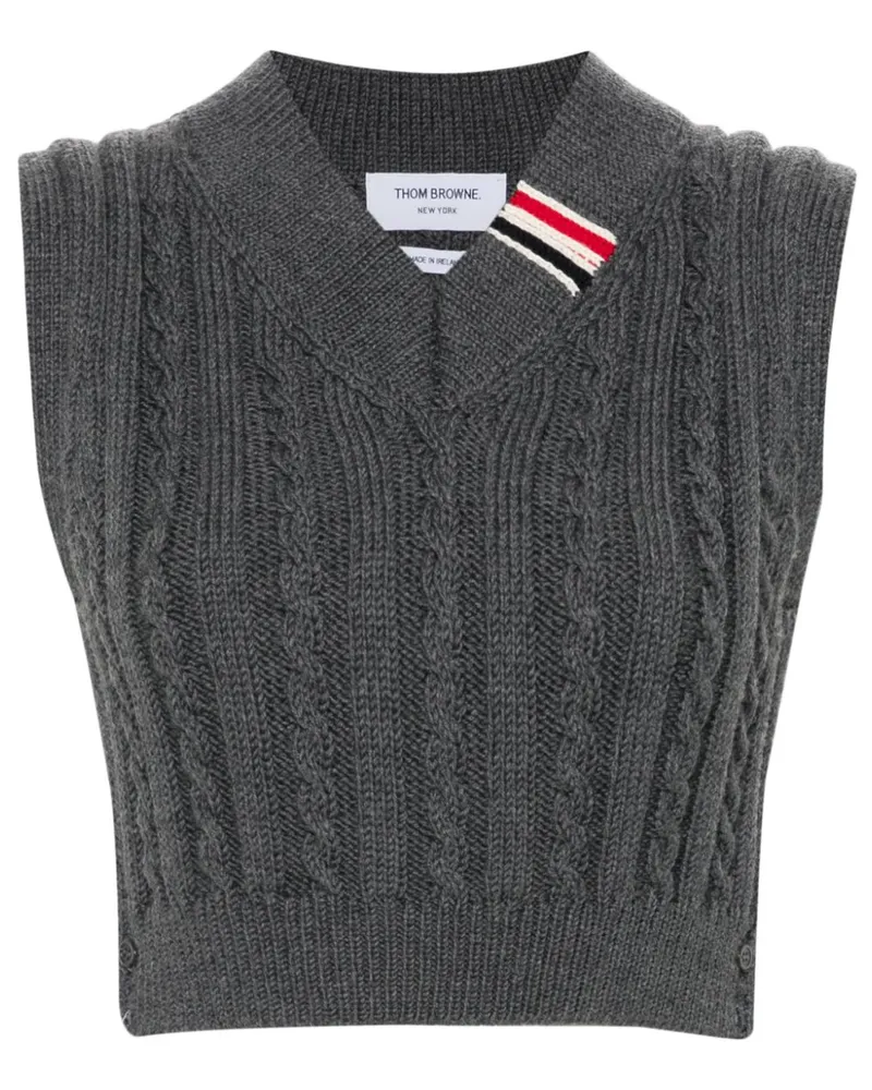 Thom Browne Pullunder mit Zopfmuster - Grau Grau