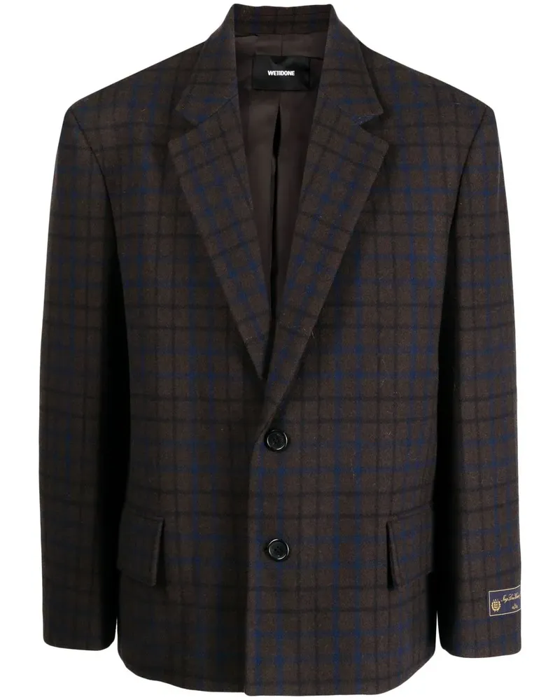 WE 11 DONE Einreihiger Blazer mit Gittermuster - Braun Braun