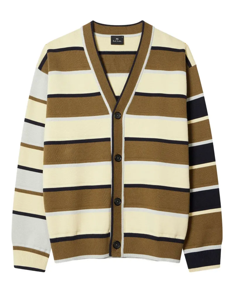Paul Smith Gestreifter Cardigan mit V-Ausschnitt - Nude Nude