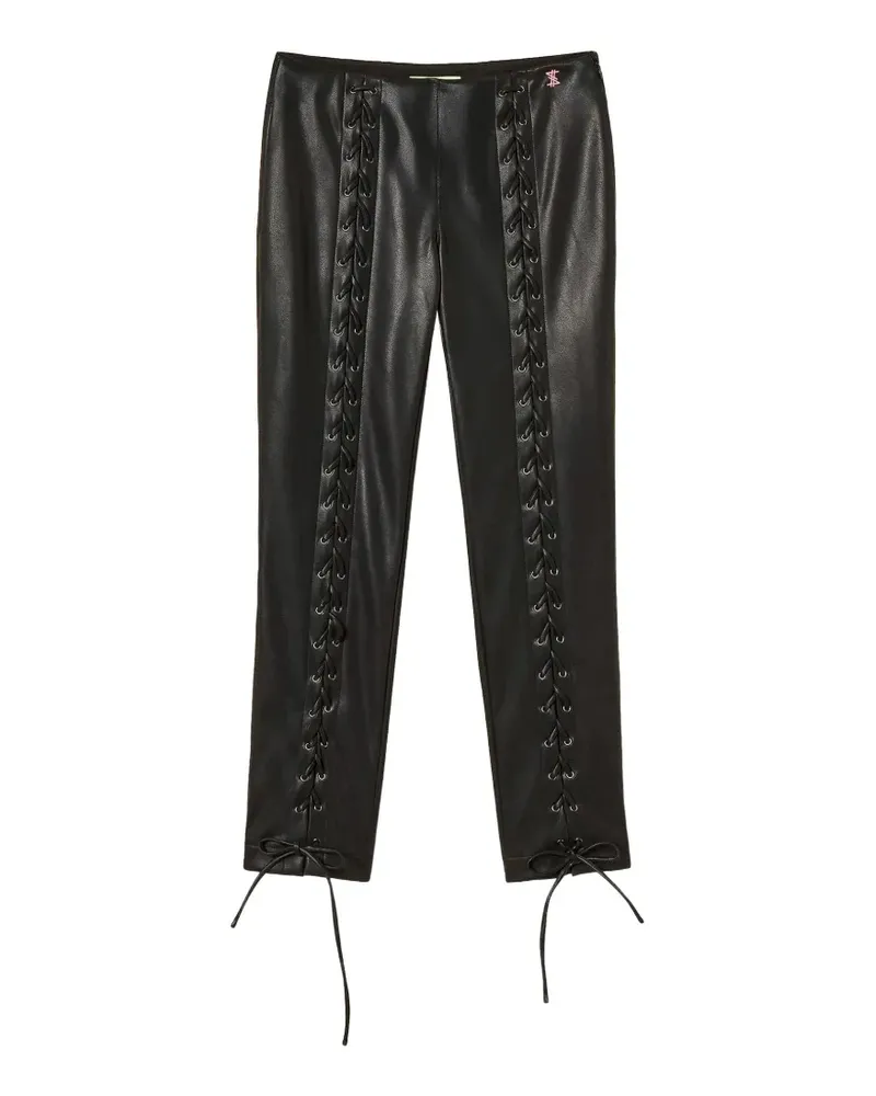 Twin-Set Hose aus Faux-Leder mit Schnürung - Schwarz Schwarz