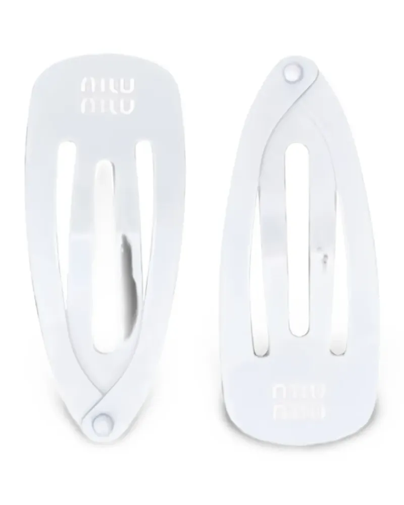 Miu Miu logo-embossed hair clips - Weiß Weiß