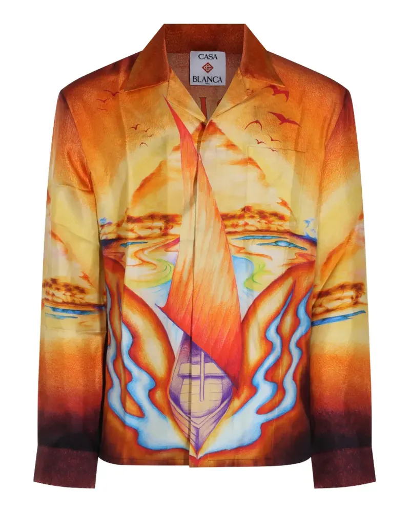 Casablanca Paris Seidenhemd mit grafischem Print - Orange Orange