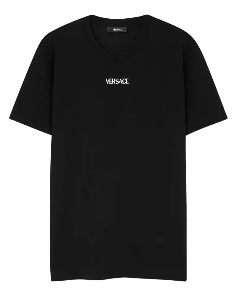 Versace T-Shirt mit Logo-Stickerei - Schwarz Schwarz