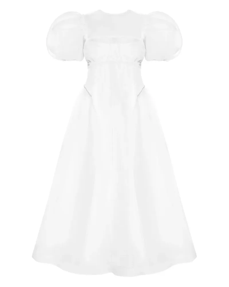 ANOUKI Midikleid mit Puffärmeln - Weiß Weiß