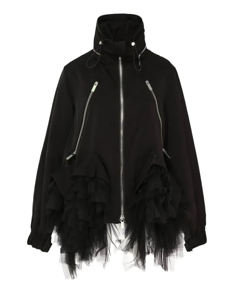 Noir Kei Ninomiya Gerüschte Jacke mit Reißverschluss - Schwarz Schwarz
