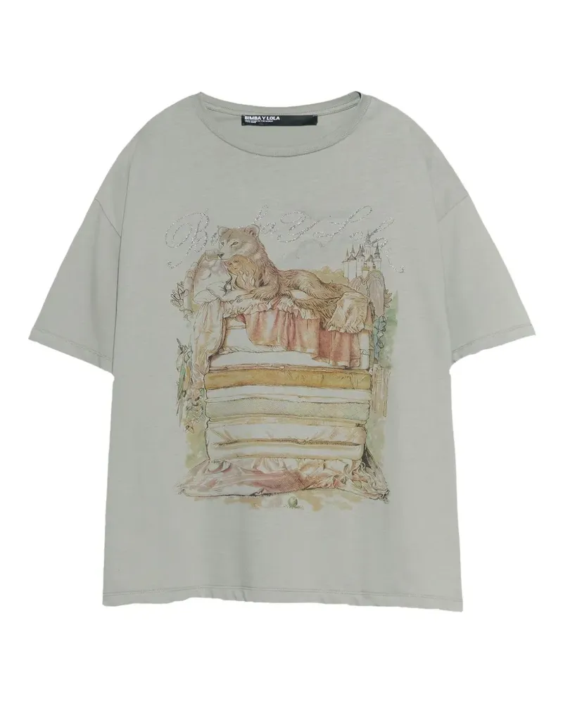 BIMBA Y LOLA Fábula T-Shirt mit Logo - Grau Grau