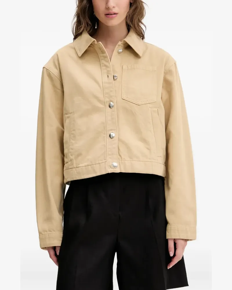 HUGO BOSS Jeansjacke mit geknöpften Taschen - Nude Nude