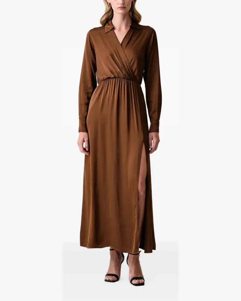 Fracomina wrap-style slit-detail maxi dress - Braun Braun