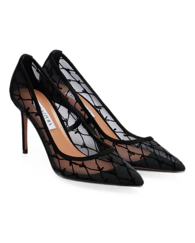 Aquazzura Nude bow-embroidered pumps - Weiß Weiß