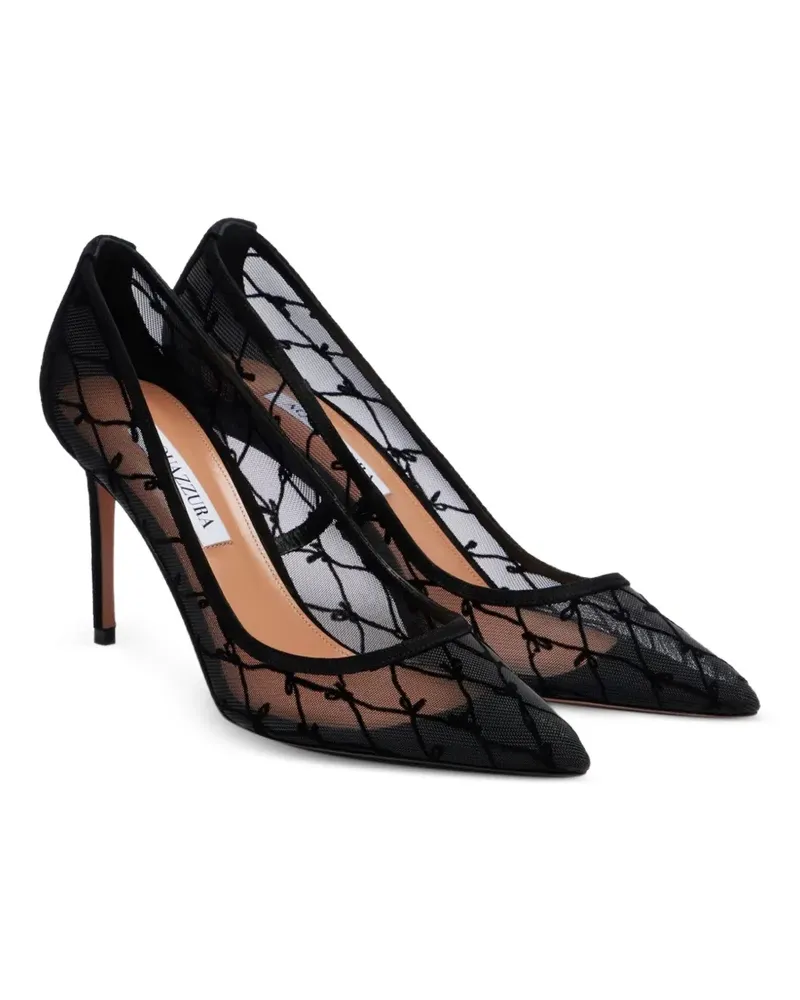 Aquazzura Nude bow-embroidered pumps - Weiß Weiß