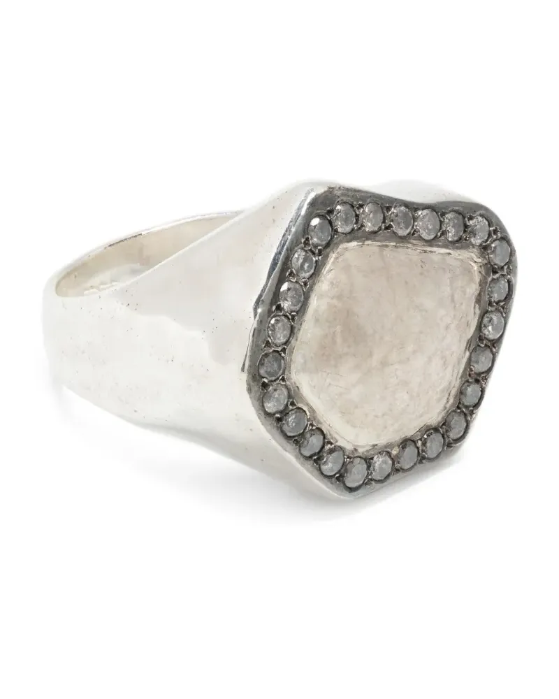 Rosa Maria Gehämmerter Ring mit Diamanten - Silber Silber