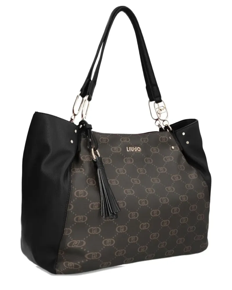 Liu Jo medium monogram-pattern tote bag - Schwarz Schwarz