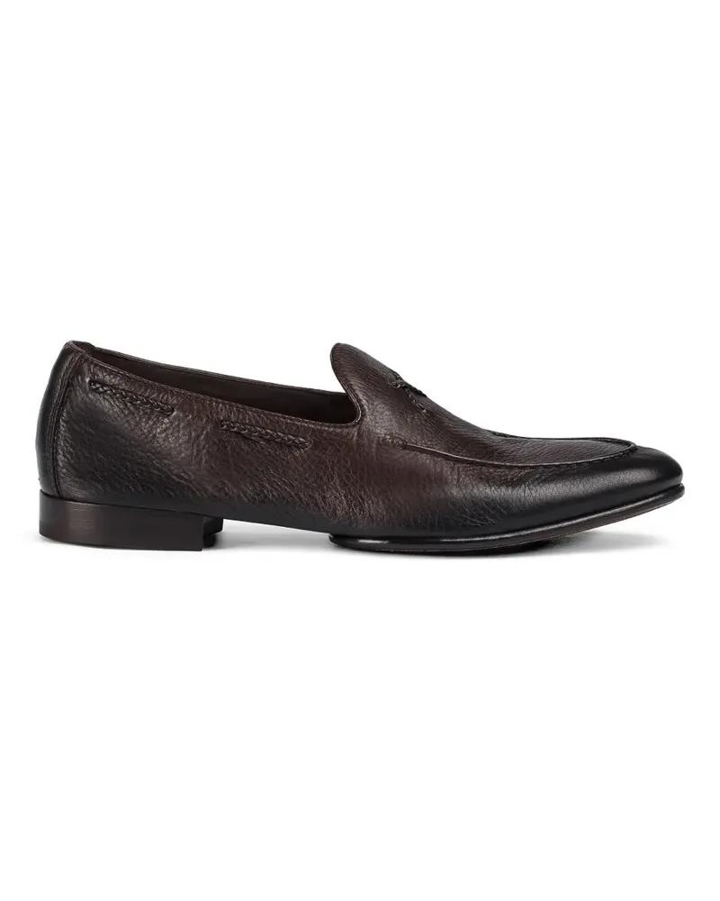Doucal´s braided grained-leather loafers - Braun Braun