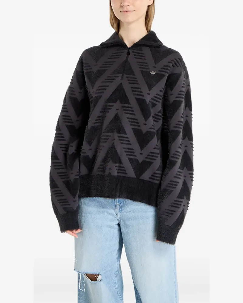 adidas Gemustertes Sweatshirt - Schwarz Schwarz