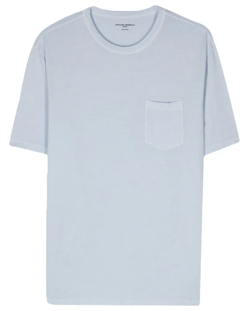 Officine Generale T-Shirt mit Brusttasche - Blau Blau