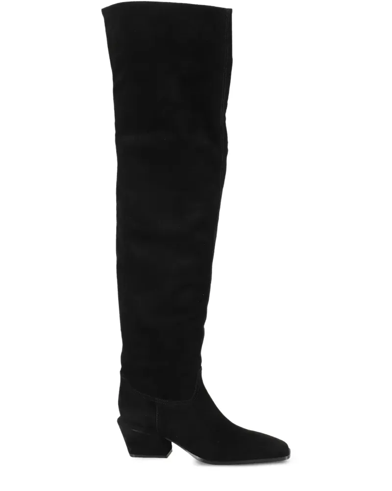 Paris Texas Kniehohe Stiefel aus Wildleder - Schwarz Schwarz