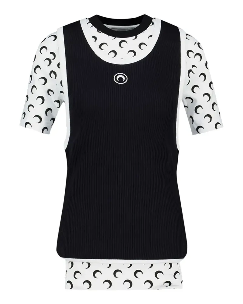 Marine Serre T-Shirt im Layering-Look - Schwarz Schwarz
