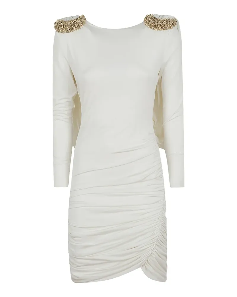 Amen bead-embellished ruched mini dress - Weiß Weiß