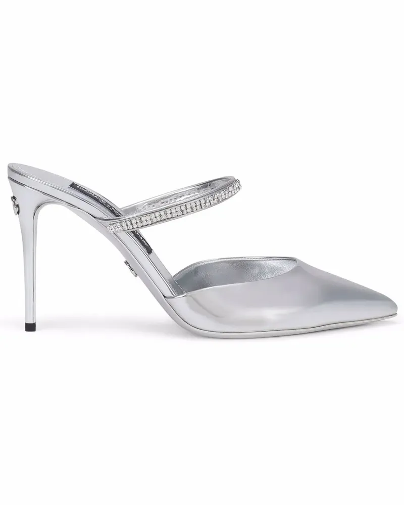 Dolce & Gabbana Spitze Mules mit Kristallen - Grau Grau