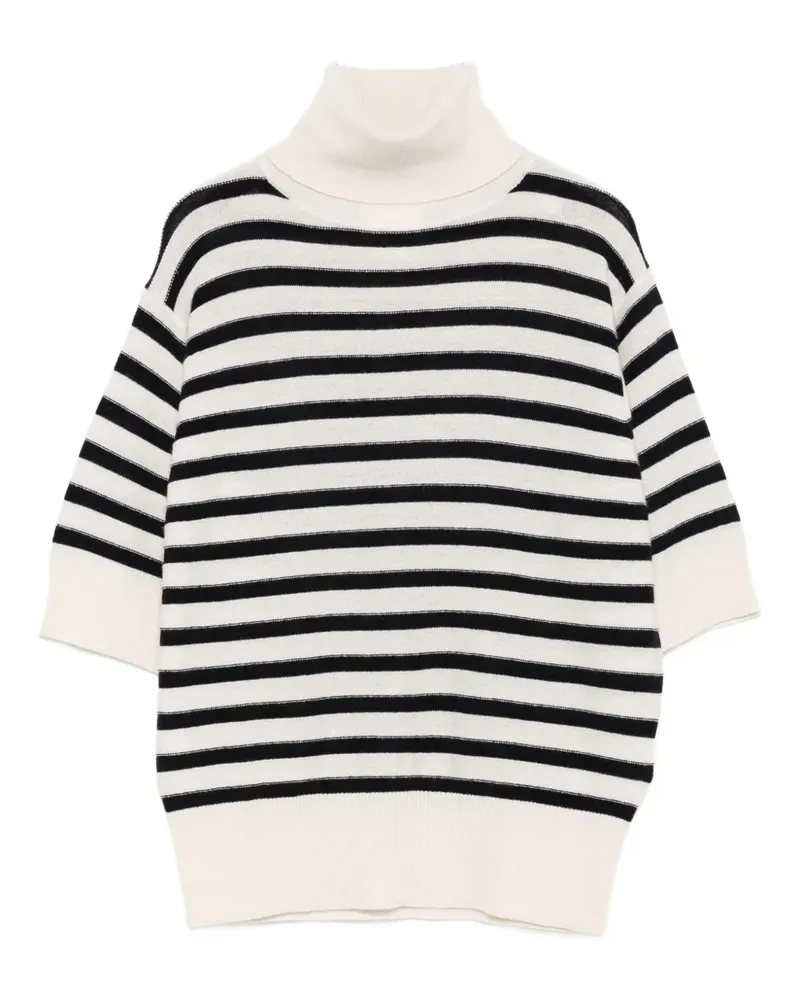 ALLUDE Gestreifter Rollkragenpullover - Nude Nude