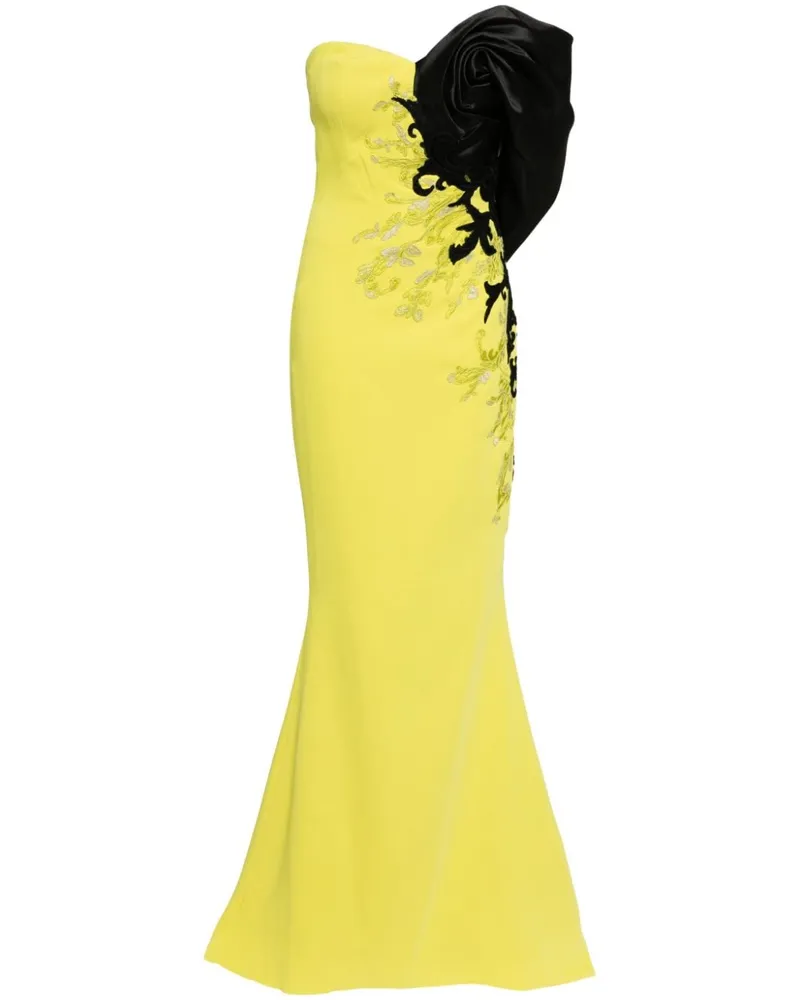 Saiid Kobeisy Bestickte One-Shoulder-Robe - Gelb Gelb