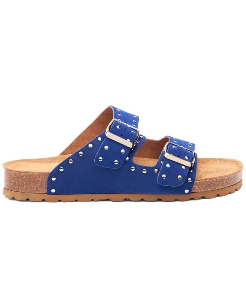 Scarosso Delilah Pantoletten aus Wildleder - Blau Blau