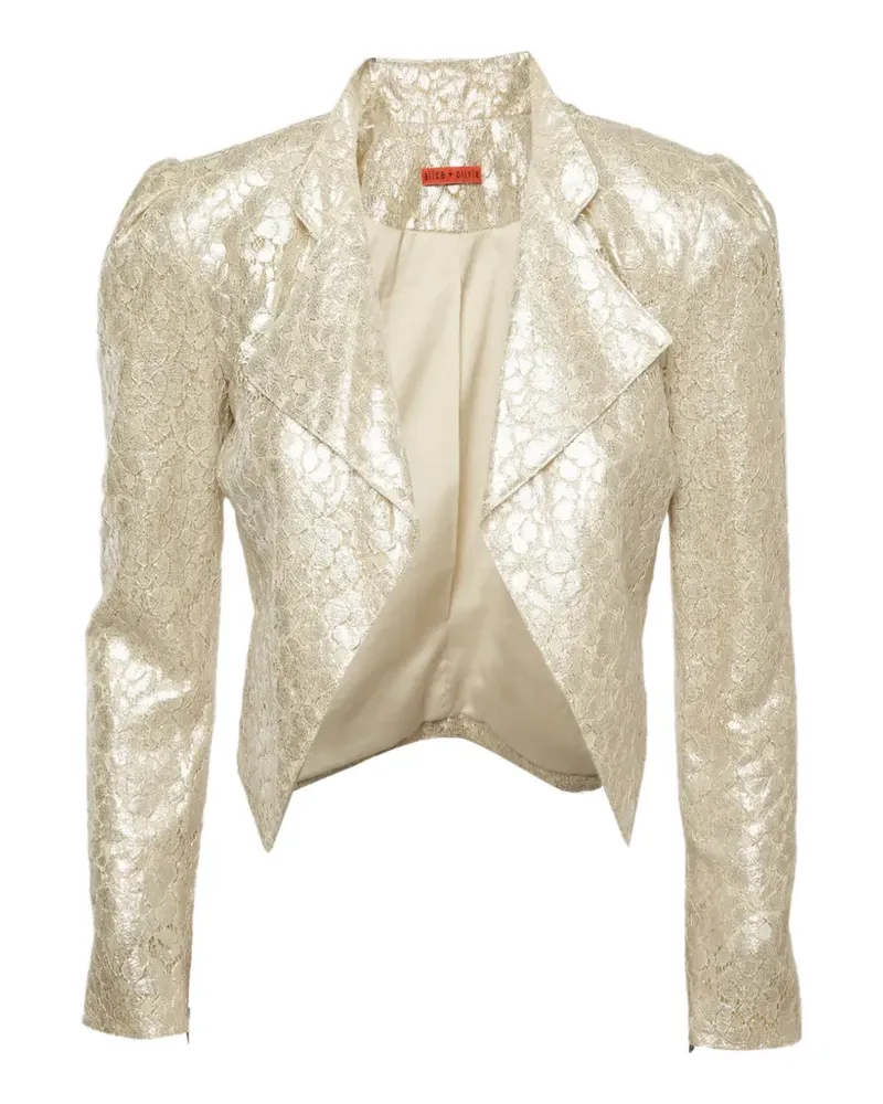 Alice + Olivia Cropped-Jacke mit Rundhalsausschnitt - Gold Gold