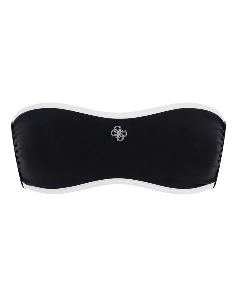 Guess contrast-trim logo-plaque bikini top - Schwarz Schwarz