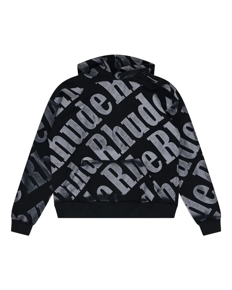 RHUDE logo-pattern hoodie - Schwarz Schwarz