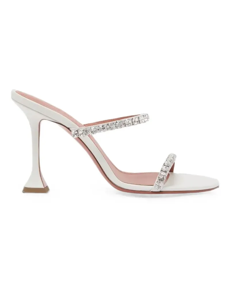 Amina Muaddi Gigi slipper 95 white nappa and white crystals - Weiß Weiß