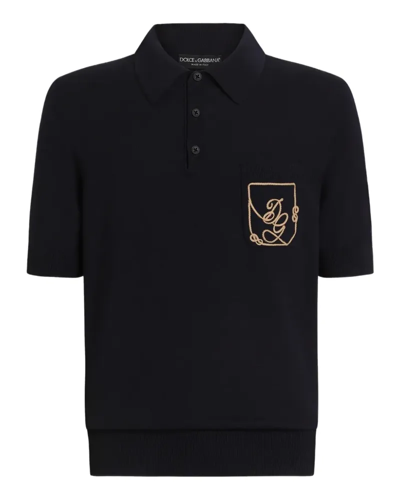 Dolce & Gabbana Poloshirt aus Schurwolle mit Logo - Blau Blau