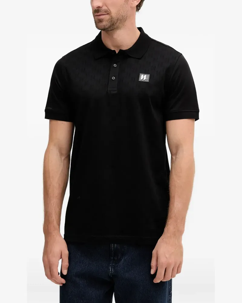 Karl Lagerfeld Poloshirt mit Logo-Patch - Schwarz Schwarz