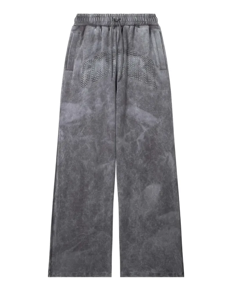 GCDS studded logo-patch track pants - Grau Grau