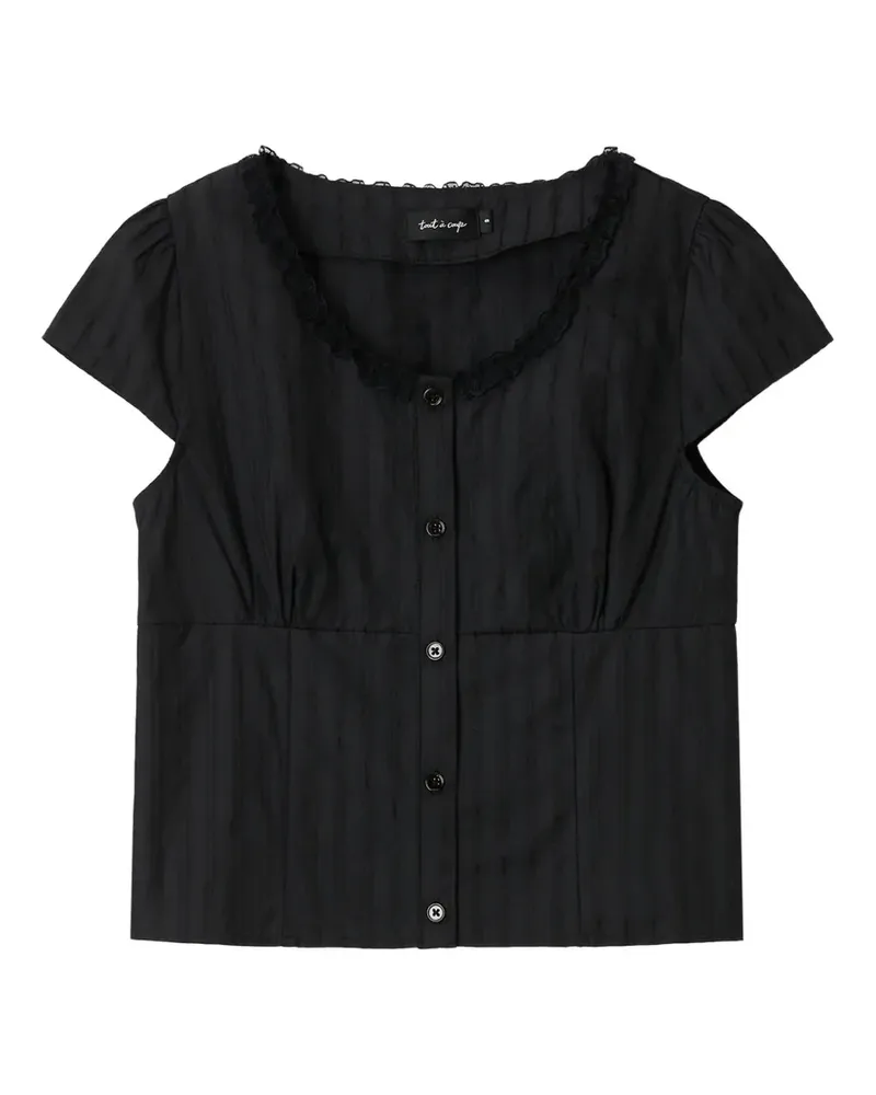 Tout a Coup lace-trim striped top - Schwarz Schwarz