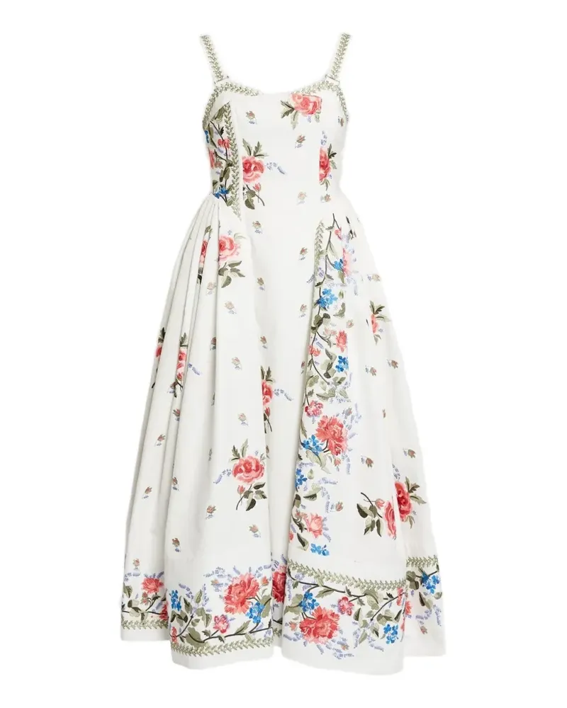 Erdem Faille Bustier-Kleid mit Blumen - Weiß Weiß