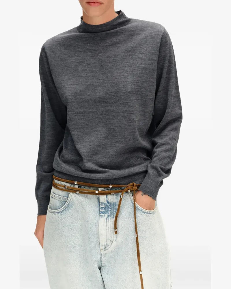 BIMBA Y LOLA Rollkragenpullover aus dunkelgrauer Merinowolle Grau