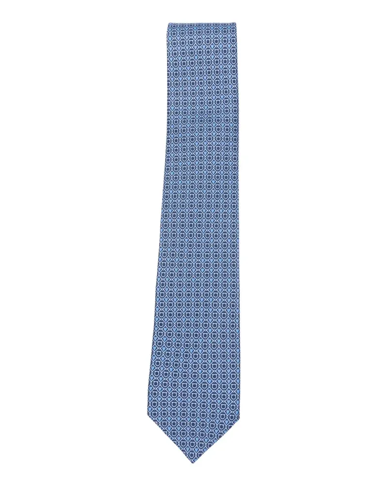 Ferragamo Corona Gancini heart-print tie - Blau Blau