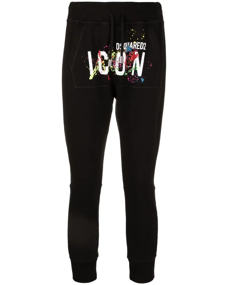 Dsquared2 Icon Jogginghose mit Farbklecks-Print - Schwarz Schwarz