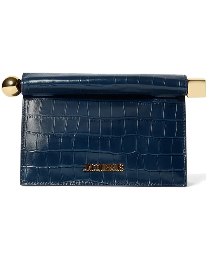 Jacquemus small Rond Carré croc-effect clutch bag - Blau Blau